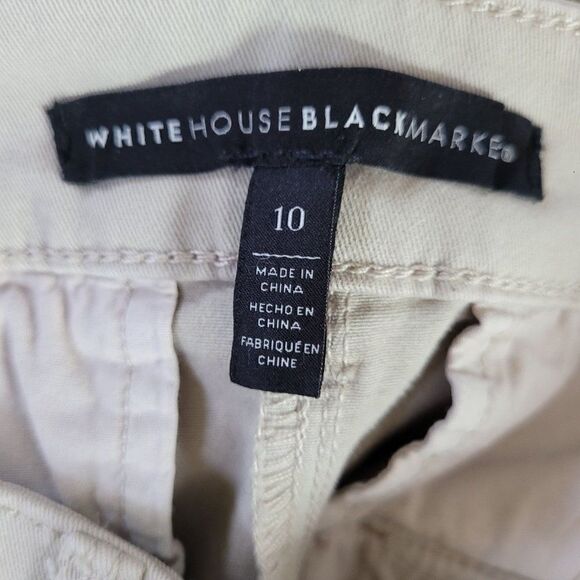 WHBM Mini Skirt 10 Tan Cotton Stretch Aline Button Front Cargo Safari Pockets - Picture 14 of 14